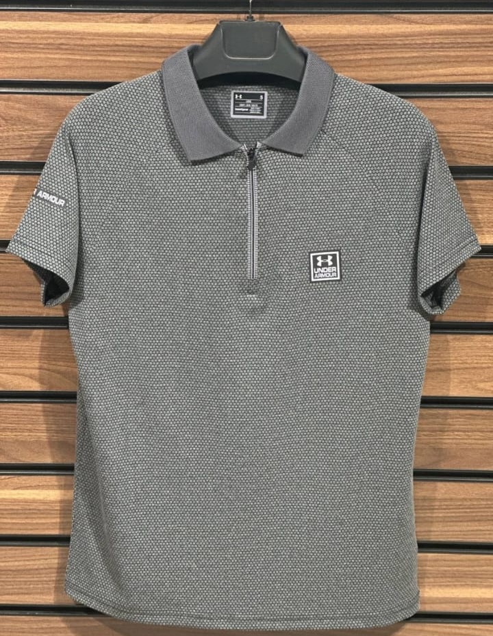 ERKEK YAKALI YARIM FERMUARLI TİŞÖRT UNDER ARMOUR ANTRASİT