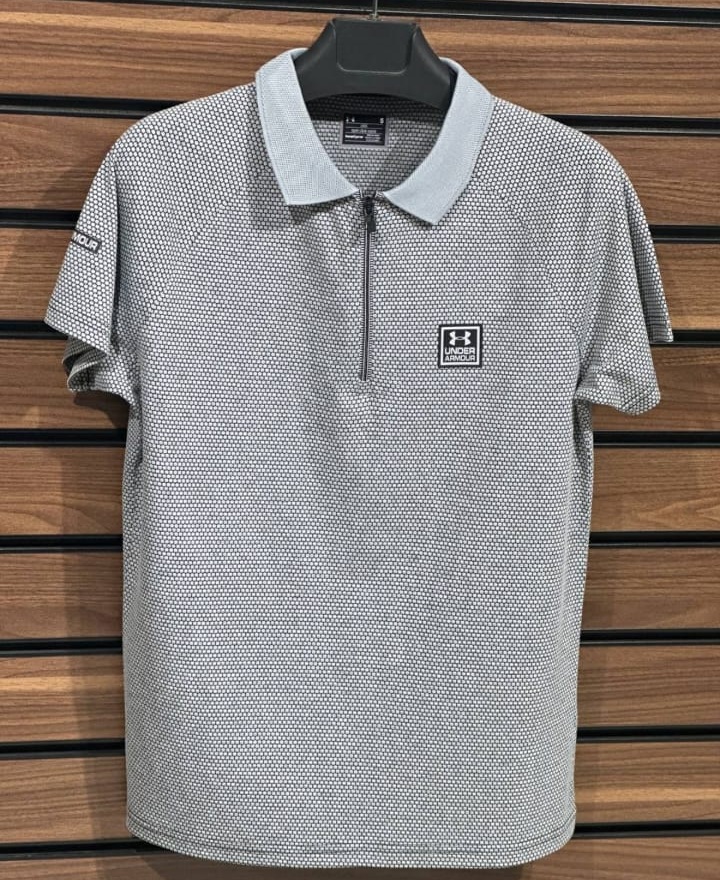 ERKEK YAKALI YARIM FERMUARLI TİŞÖRT UNDER ARMOUR GRİ